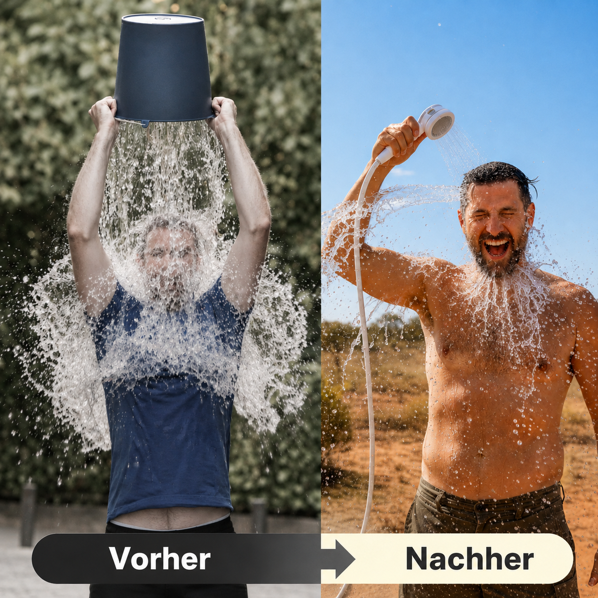 Tragbare Wasserpumpe: Set mit Schlauch und Sprühkopf