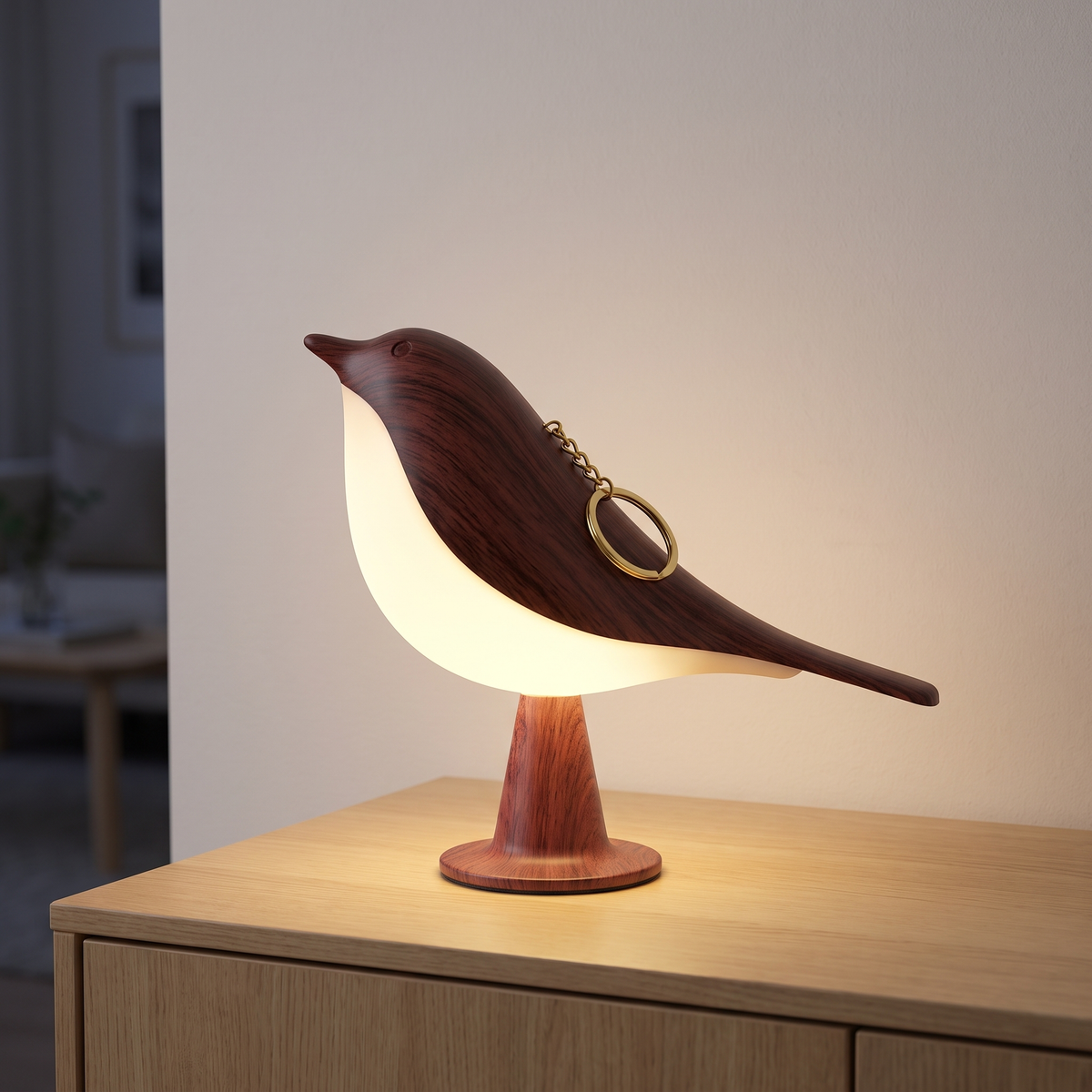 Kabellose Vogellampe mit Touch-Dimmer
