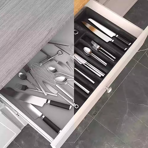 Ausziehbarer und verstellbarer Besteckhalter für die Küche