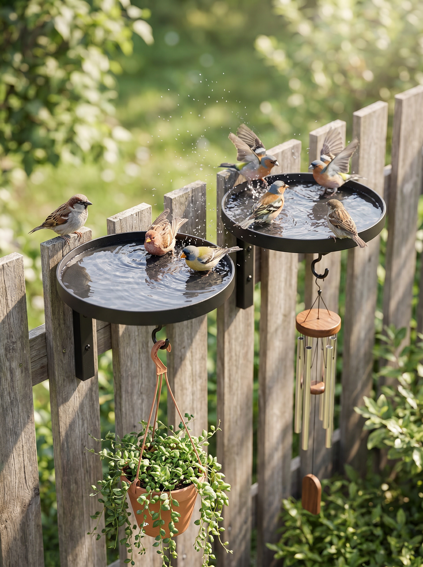 Vogelbad aus Metall zur Wandmontage