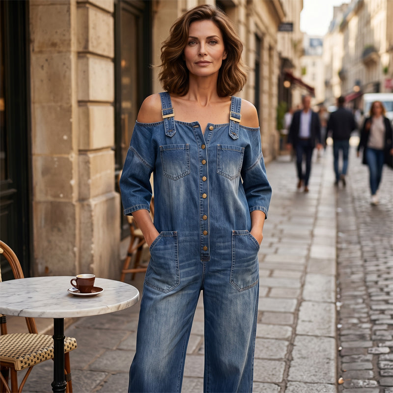 Jumpsuit mit weitem Bein und Taschen