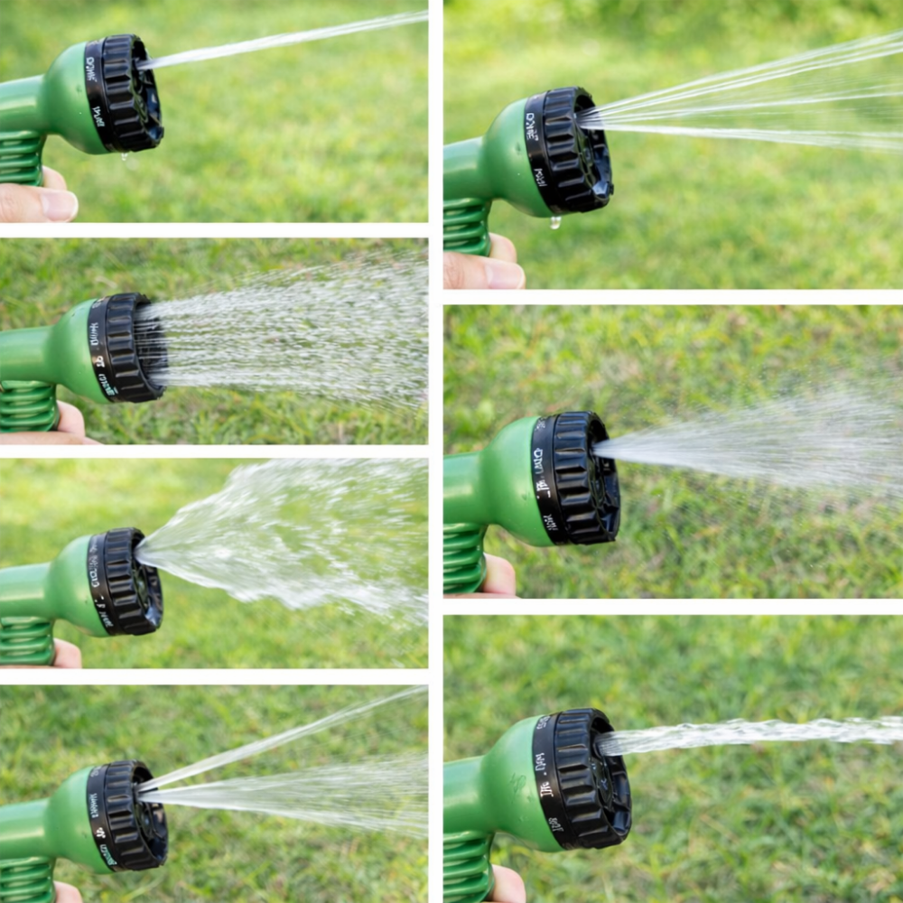 AQUAJET | Ausziehbarer Hochdruck-Gartenschlauch mit 8 Sprühdüsen – Flexibel, aufrollbar und knickfrei