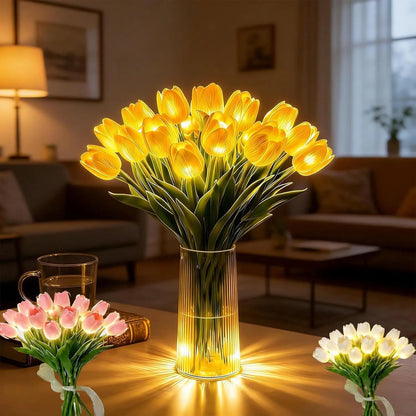 Romantische LED-Tulpenlampe – Batteriebetriebene LED-Tulpen, die Blumendekoration mit sanfter Stimmungsbeleuchtung kombinieren