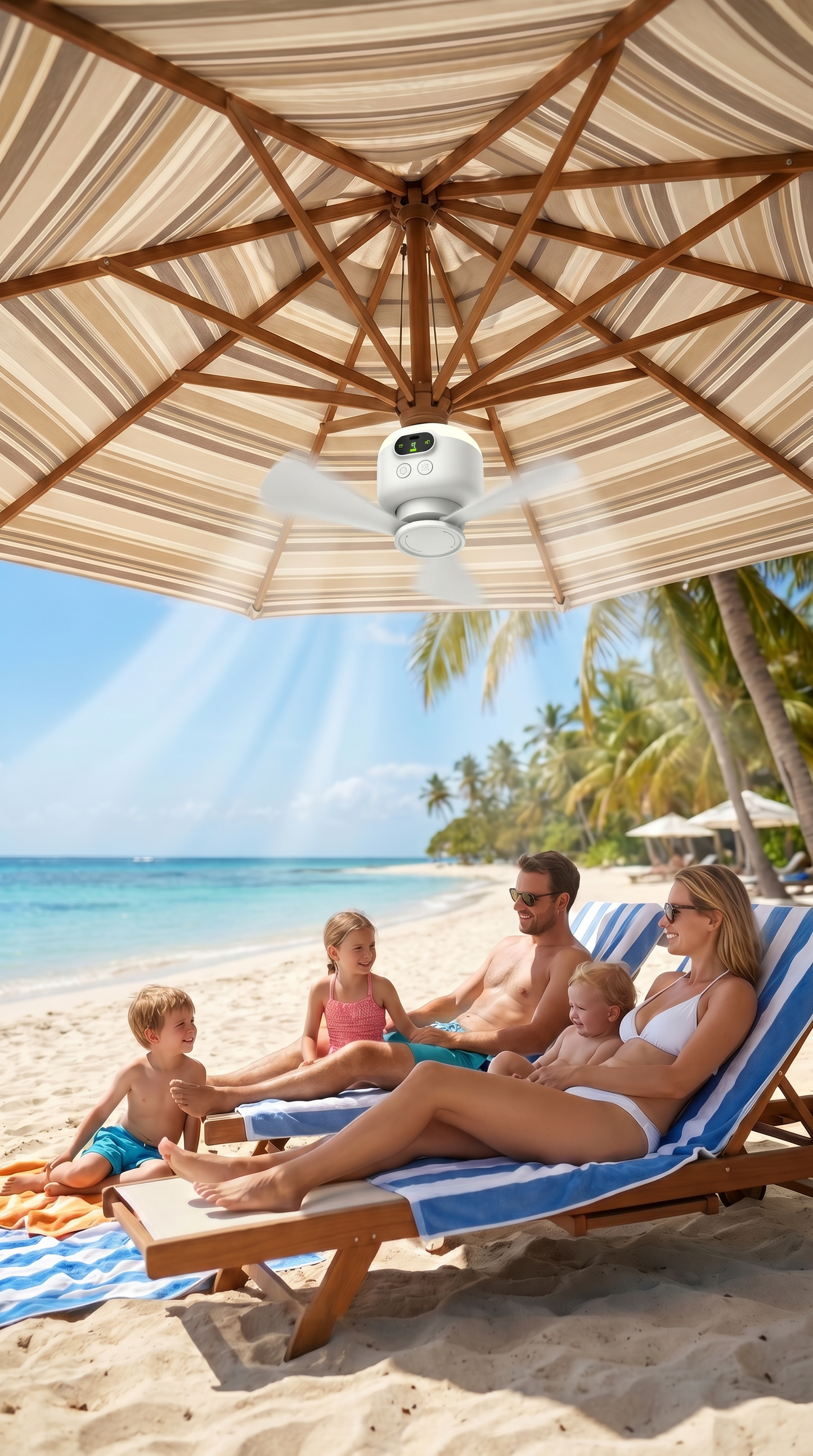 Tragbarer Campingventilator mit LED-Beleuchtung und Fernbedienung