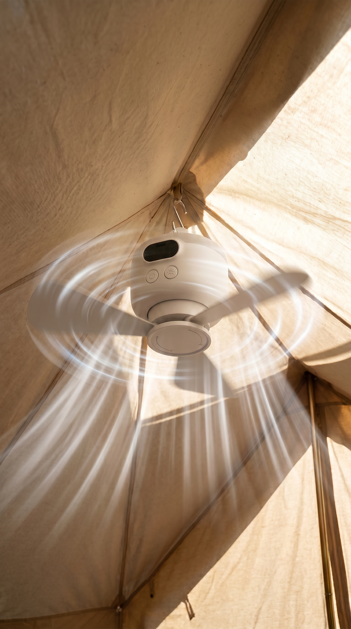 Tragbarer Campingventilator mit LED-Beleuchtung und Fernbedienung