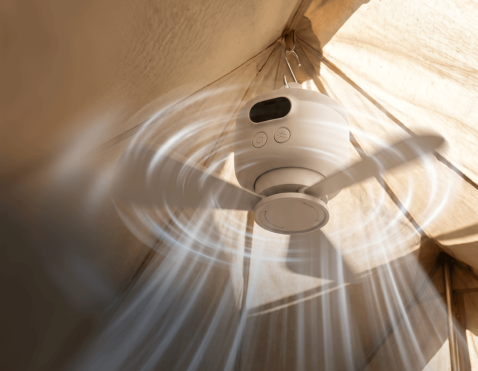 Tragbarer Campingventilator mit LED-Beleuchtung und Fernbedienung