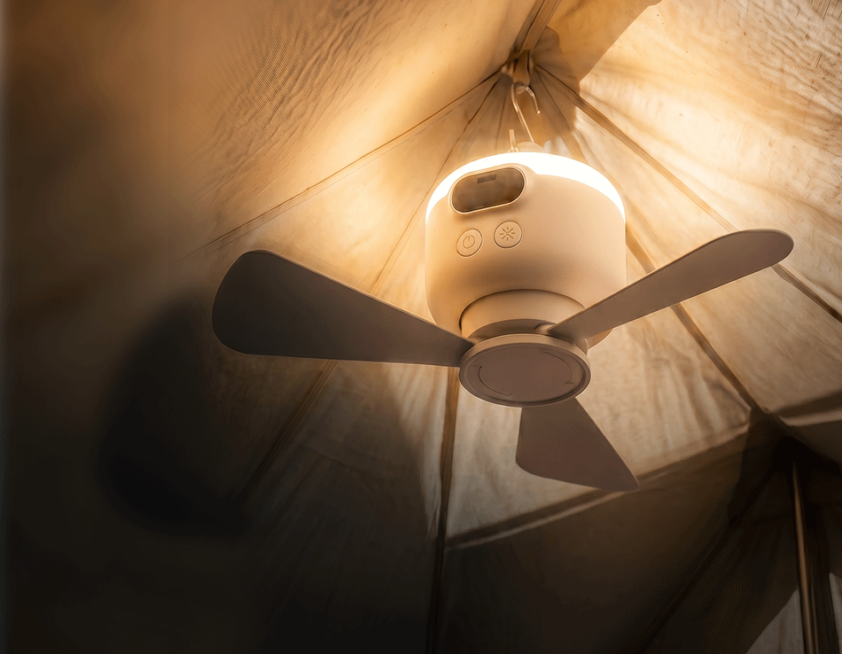 Tragbarer Campingventilator mit LED-Beleuchtung und Fernbedienung