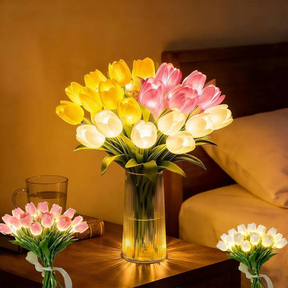 Romantische LED-Tulpenlampe – Batteriebetriebene LED-Tulpen, die Blumendekoration mit sanfter Stimmungsbeleuchtung kombinieren