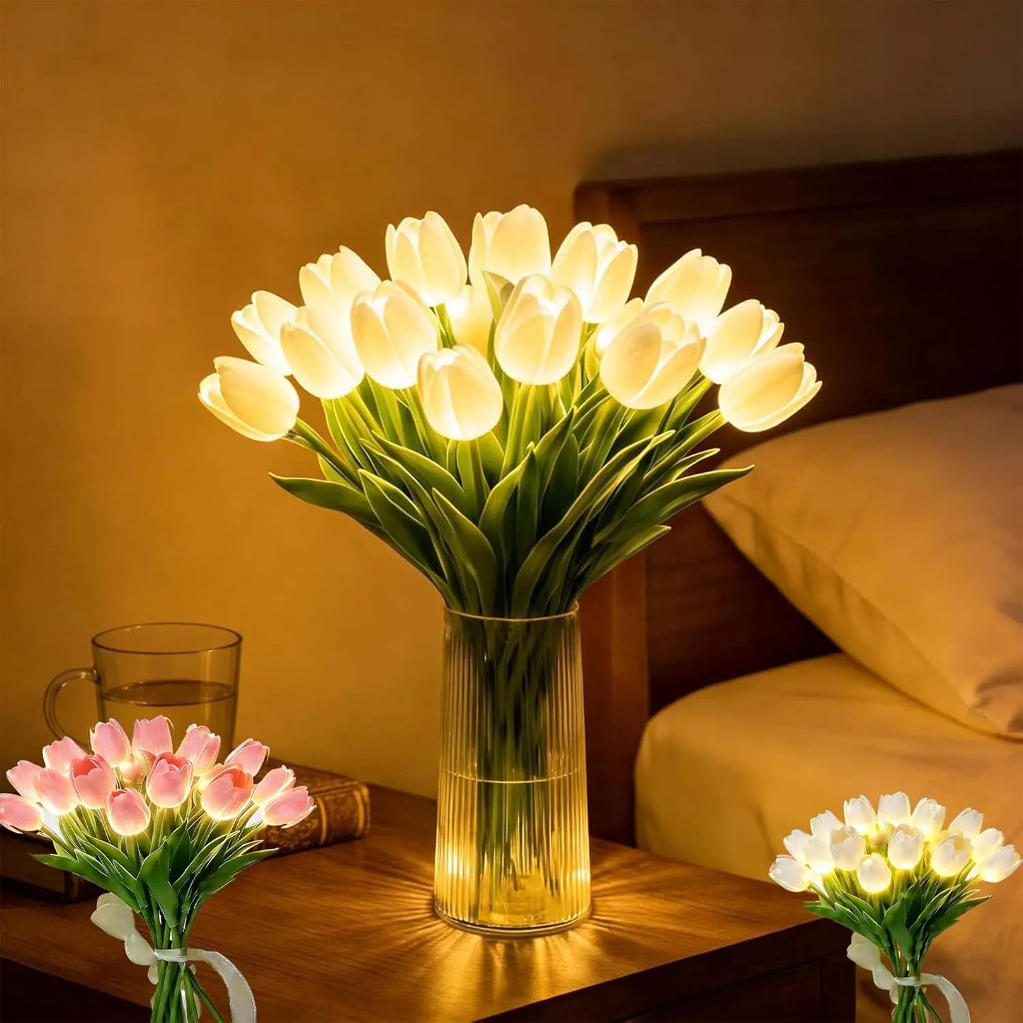 Romantische LED-Tulpenlampe – Batteriebetriebene LED-Tulpen, die Blumendekoration mit sanfter Stimmungsbeleuchtung kombinieren