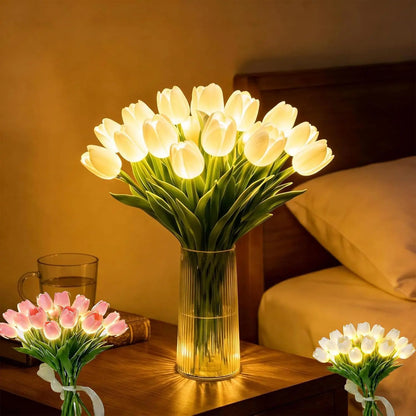 Romantische LED-Tulpenlampe – Batteriebetriebene LED-Tulpen, die Blumendekoration mit sanfter Stimmungsbeleuchtung kombinieren