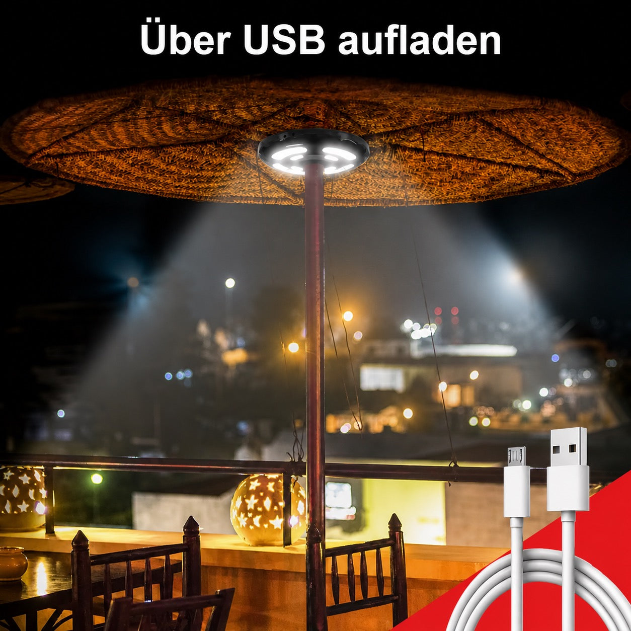 Luminus - Sonnenschirmlampe mit 28 LED-Lampen