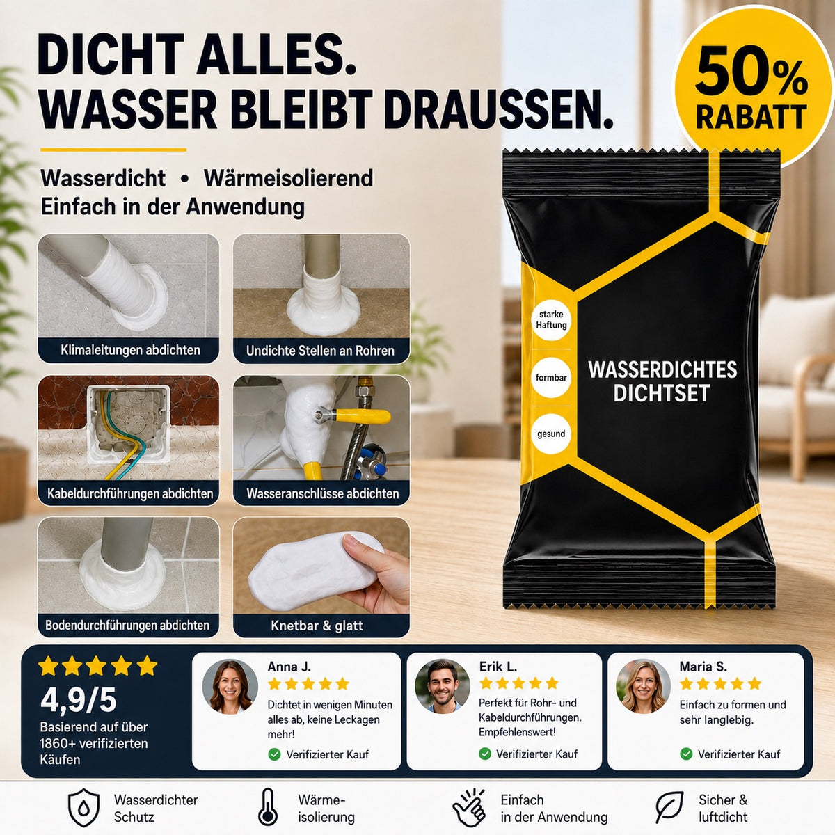 Wasserfeste Dichtungsmasse – Flexibel, wetterbeständig und einfach anzuwenden