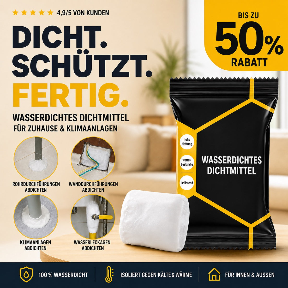 Wasserfeste Dichtungsmasse – Flexibel, wetterbeständig und einfach anzuwenden
