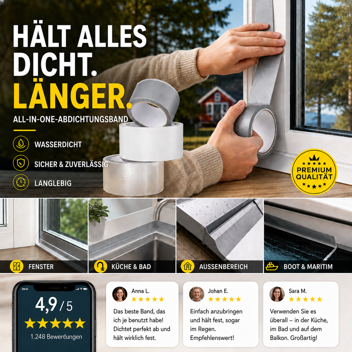 Universelles Dichtungsband – Wasserdicht und langlebig