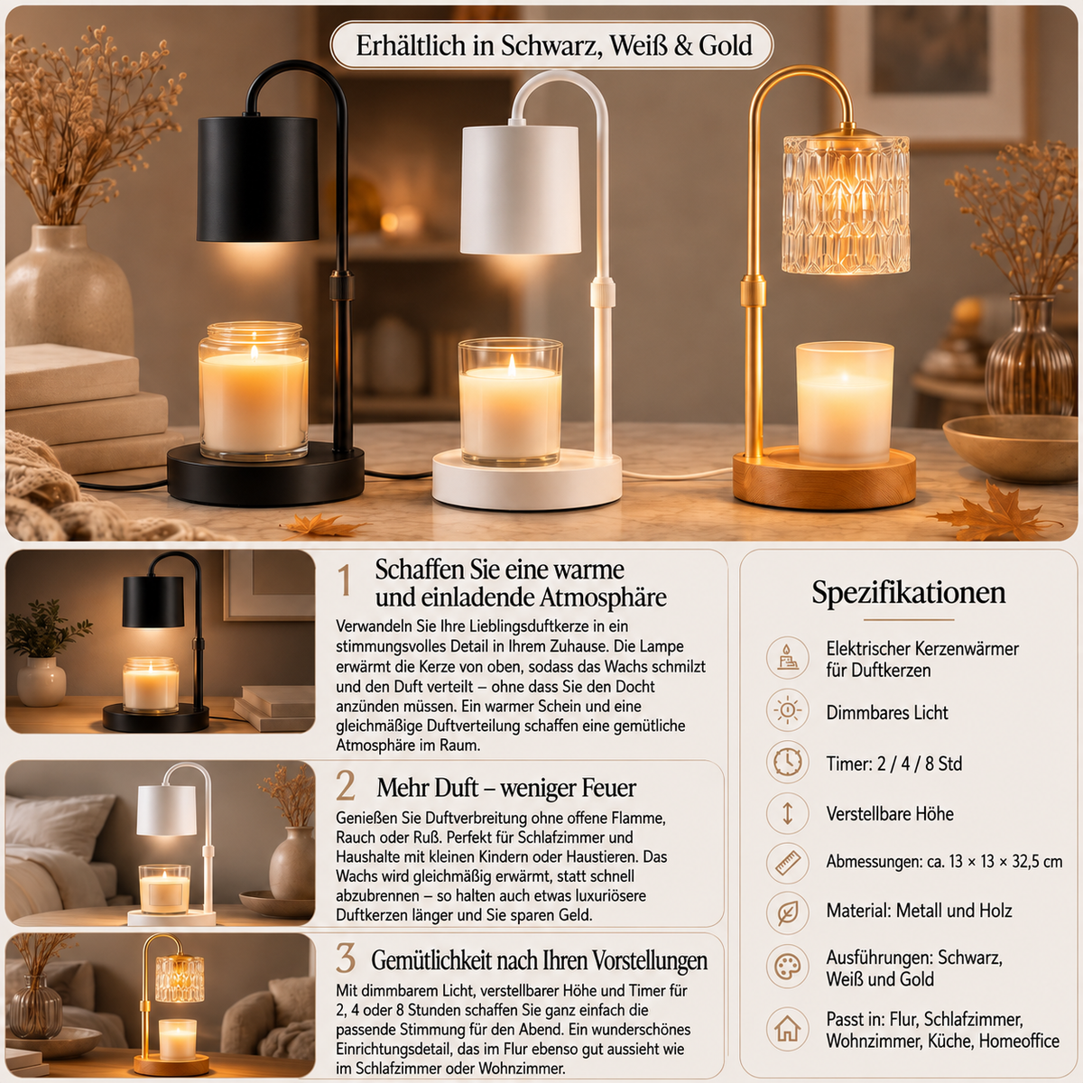 Kerzenwärmer-Lampe – Duft und Atmosphäre ohne offene Flamme