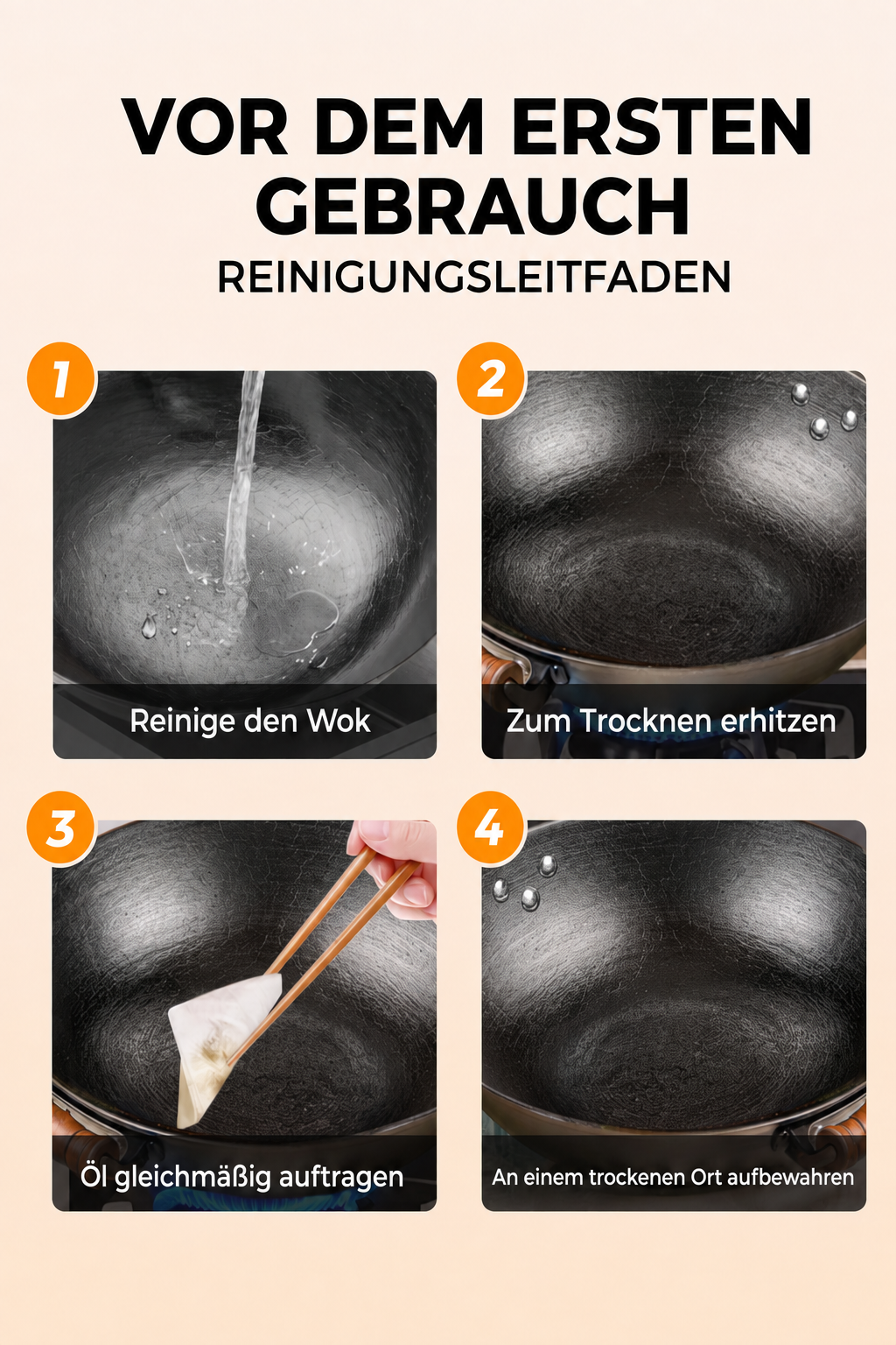 Unbeschichtete Gusseisenpfanne – keine Chemikalien, keine abblätternde Beschichtung