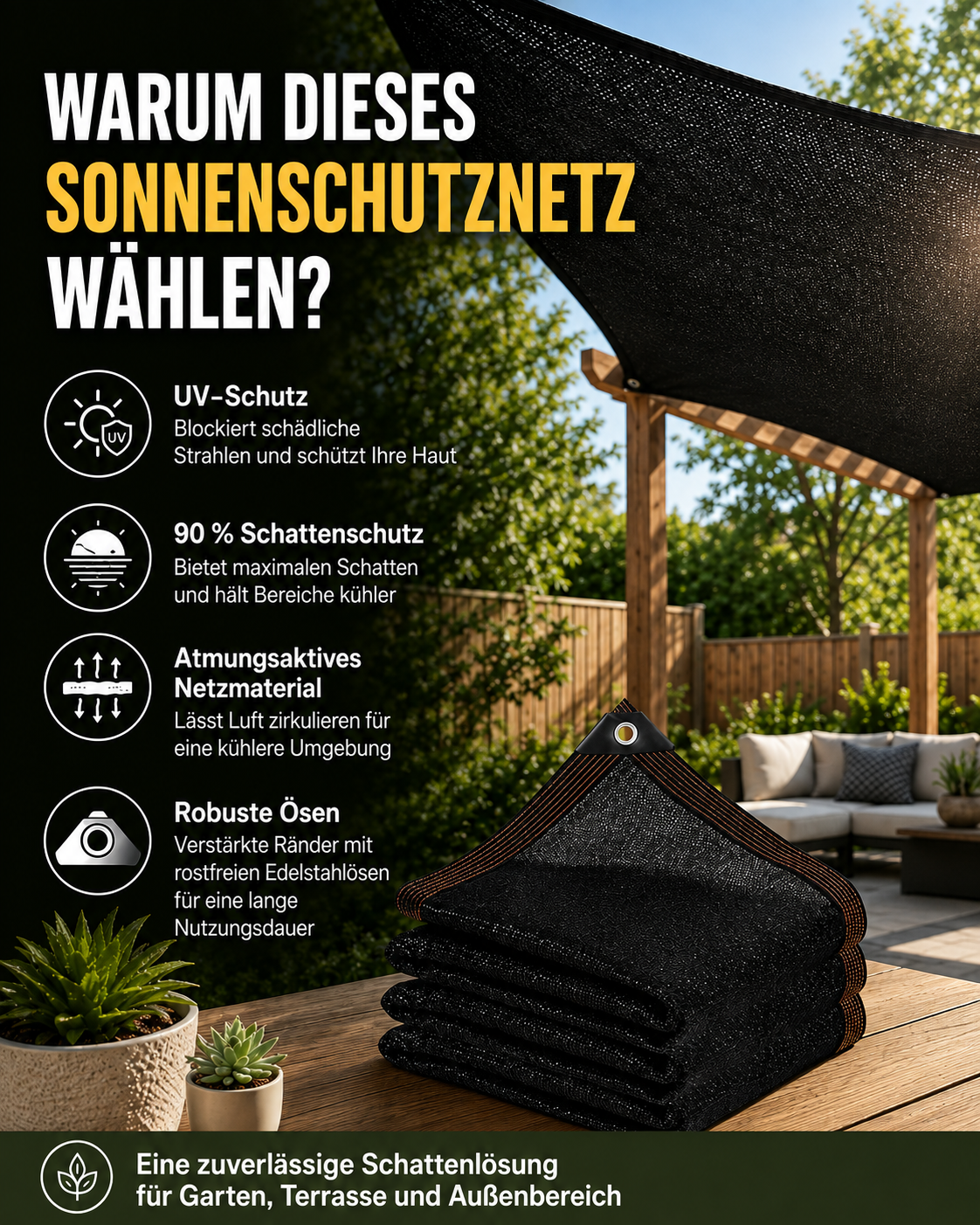 Sonnen- und Sichtschutznetz