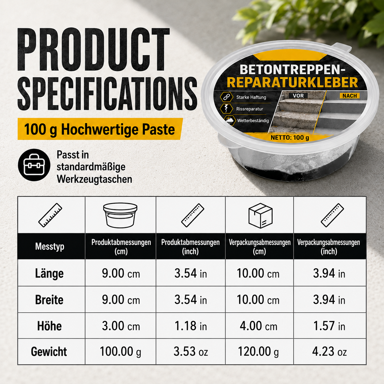 Betonkleber für Treppenreparatur – Perfekt für Treppen, Einfahrten und Terrassen