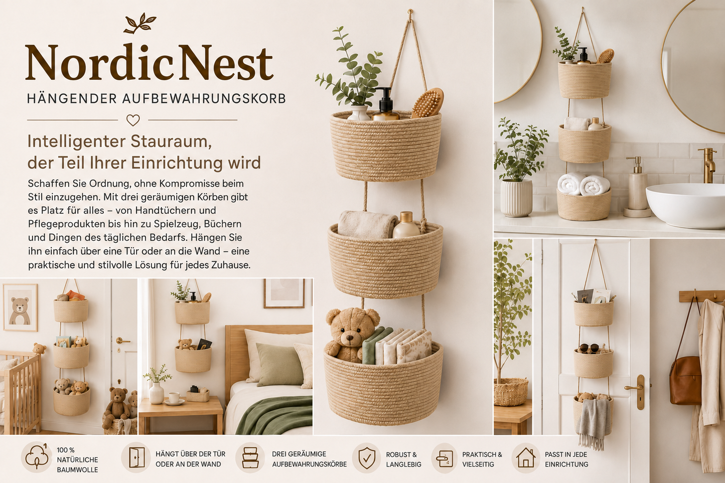 NordicNest – Hängender Aufbewahrungskorb