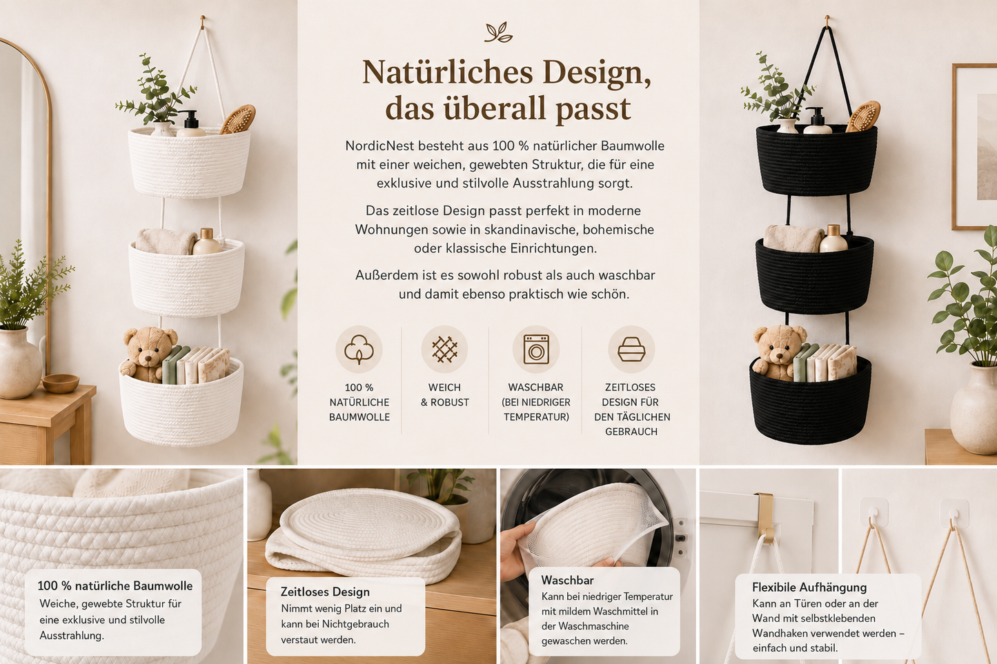 NordicNest – Hängender Aufbewahrungskorb