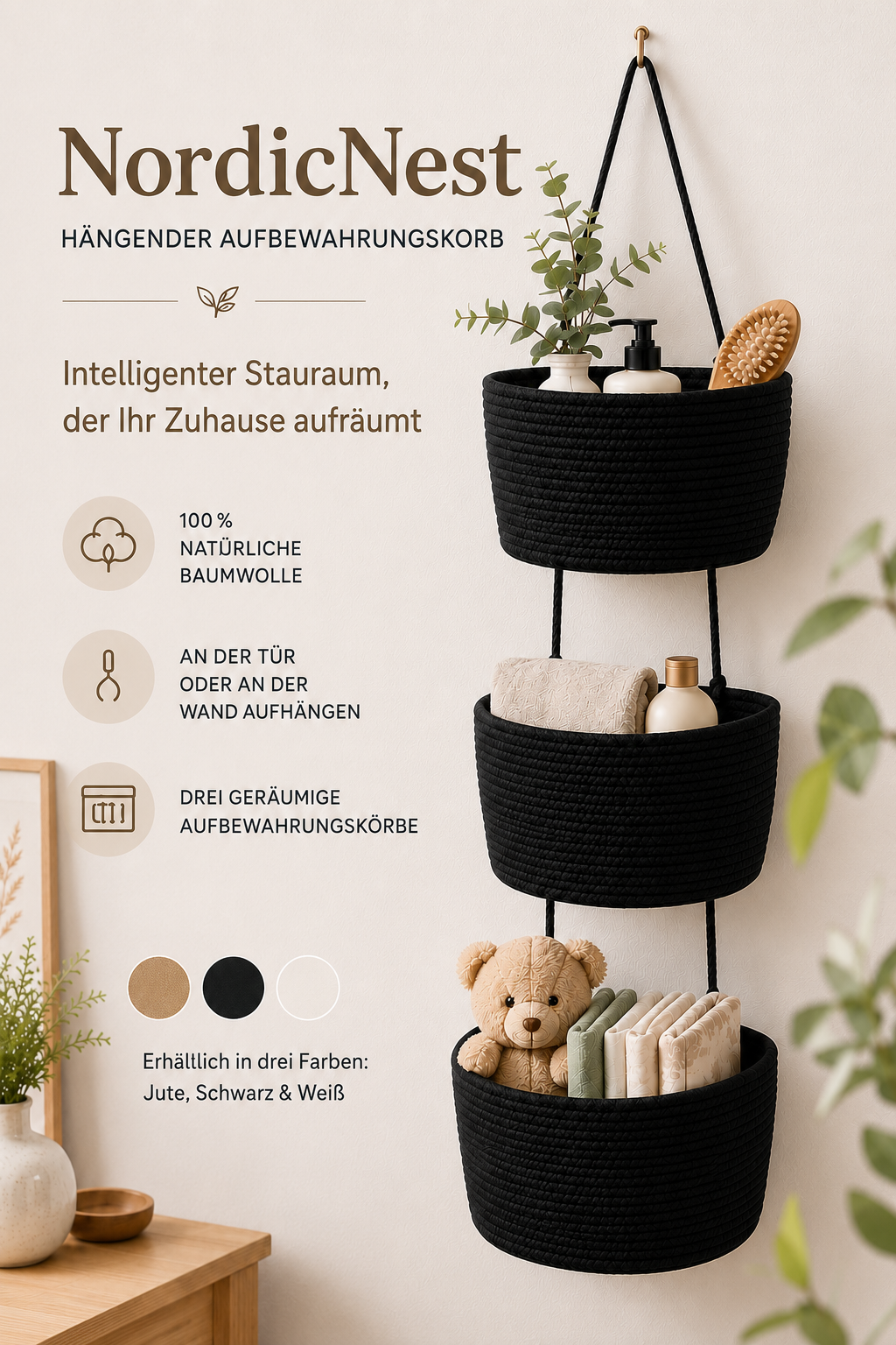 NordicNest – Hängender Aufbewahrungskorb