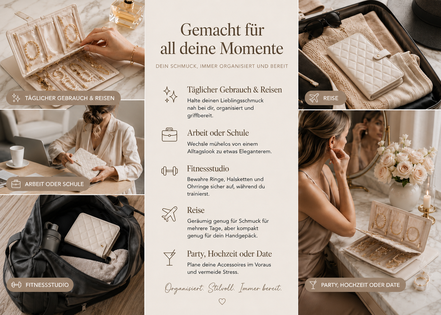 TravelLuxe – Schmuckaufbewahrungsbox für Alltag und Reisen
