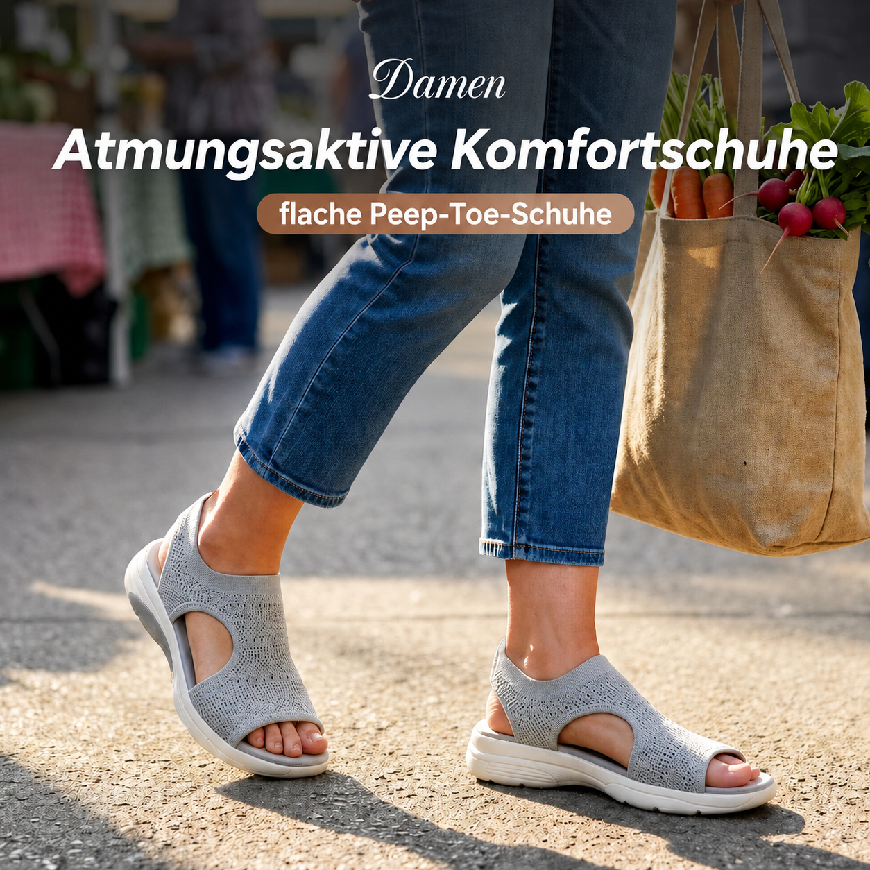 Bequeme, atmungsaktive flache Sandalen