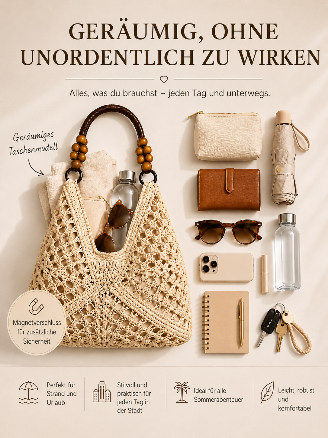 Klassische gewebte Boho-Tragetasche