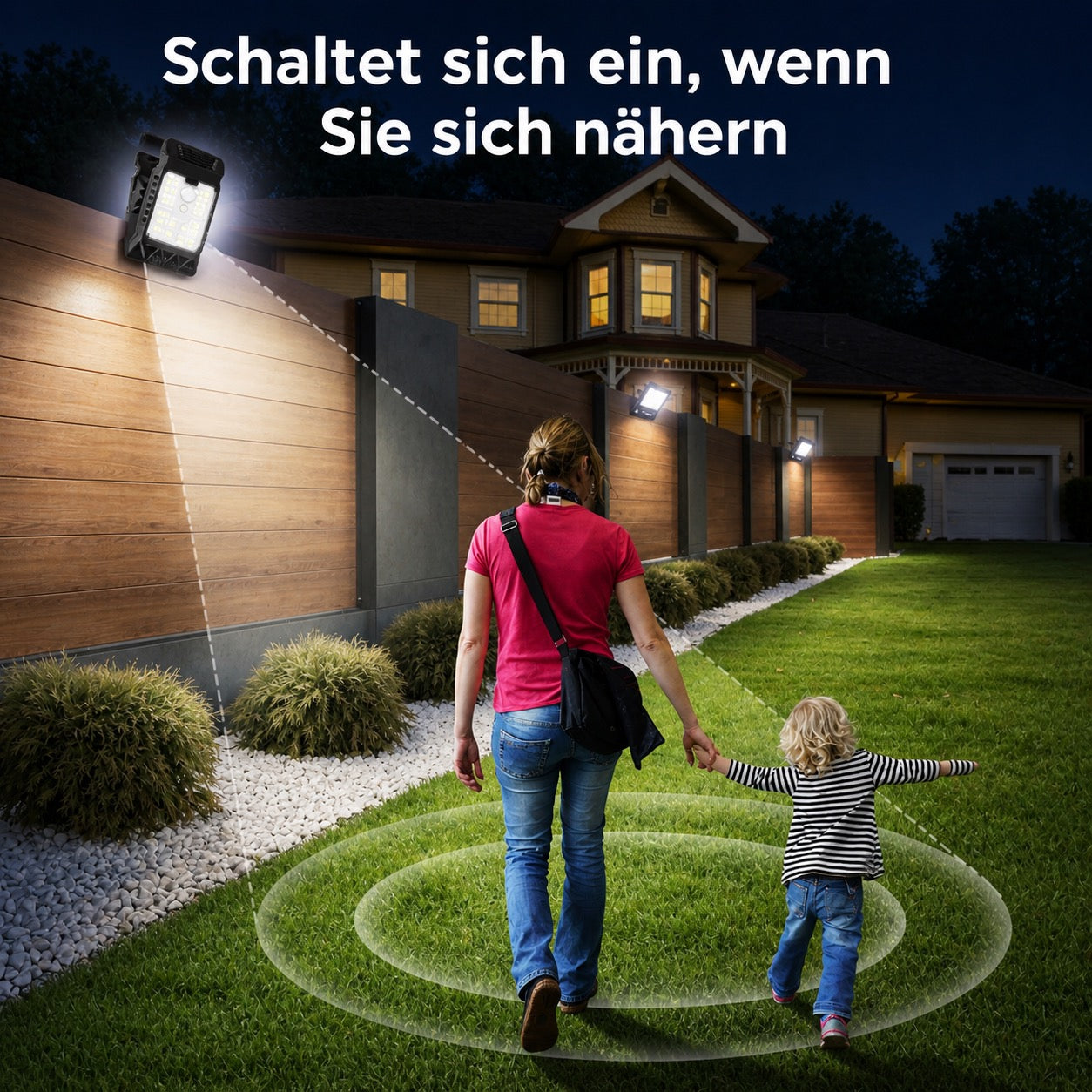 Solar-Außenlampe mit Bewegungssensor und Clipbefestigung