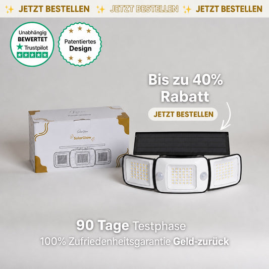 SolarGlow - Solarbetriebene Außenlampe mit Bewegungssensoren