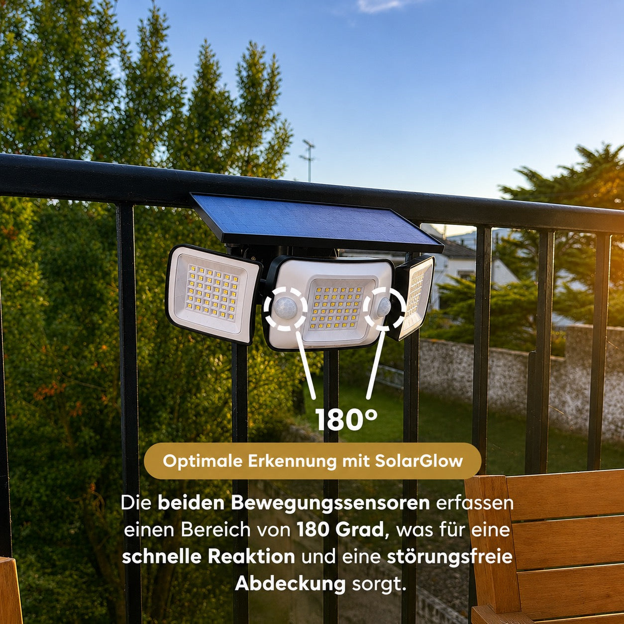 SolarGlow - Solarbetriebene Außenlampe mit Bewegungssensoren