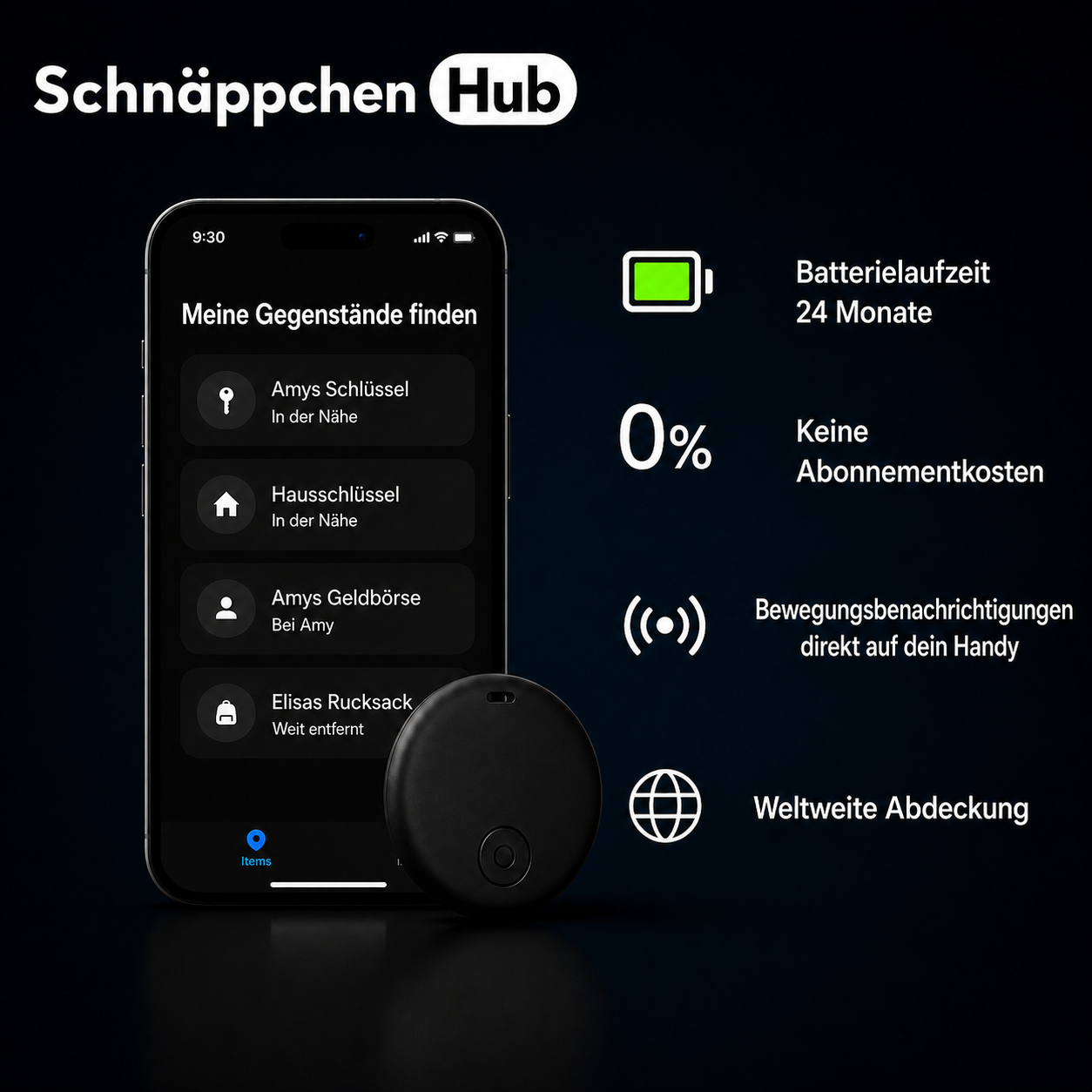 GP90 - Präziser GPS-Tracker ohne Abo (Android/Apple)