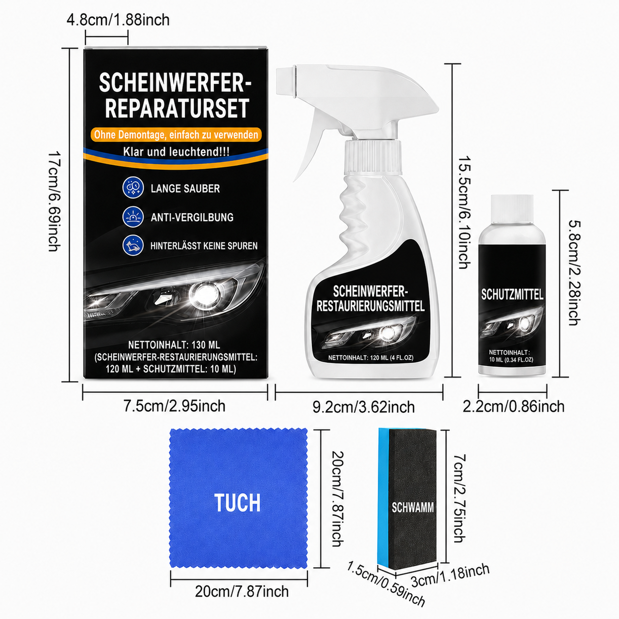 Auto-Scheinwerfer-Restaurationsset