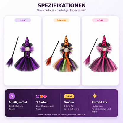 Magische Hexe – Dreiteiliges Hexenkostüm für Kinder