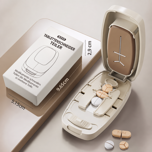 Tragbarer Tablettenschneider – schneidet Tabletten präzise, kompaktes Design für Reisen und Zuhause