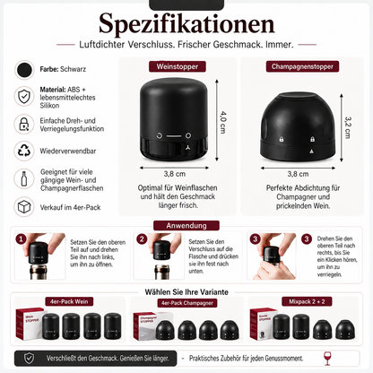 Flaschenverschluss für Wein und Champagner