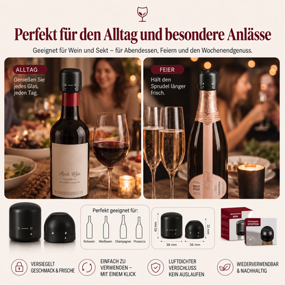 Flaschenverschluss für Wein und Champagner