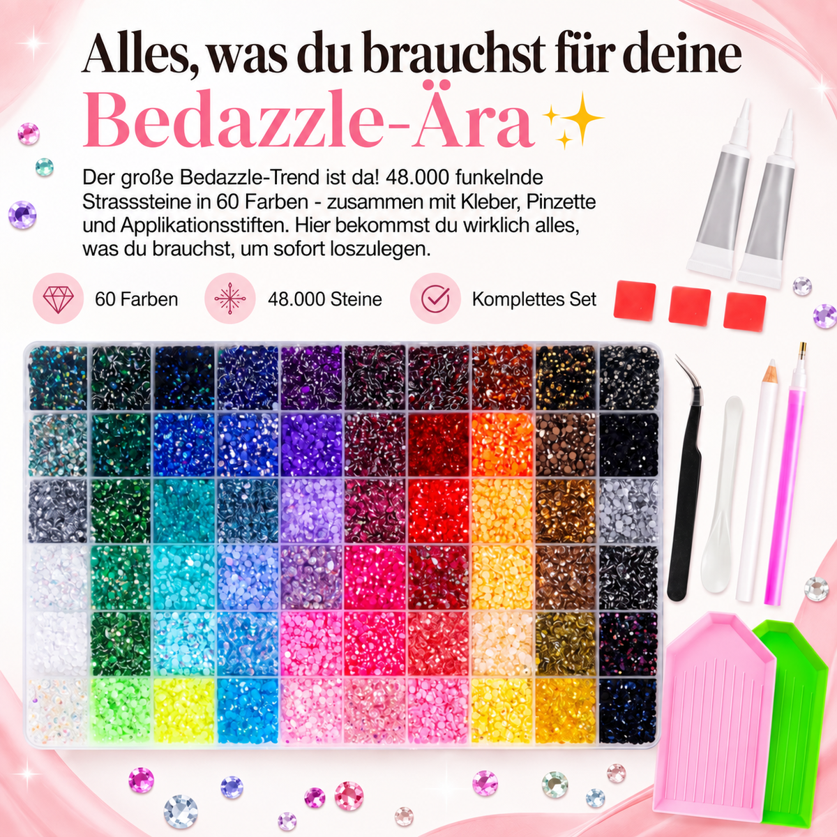 Bedazzle Kit – 48.000 Strasssteine in 60 Farben