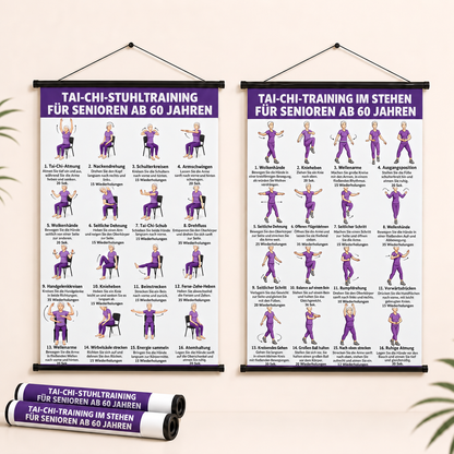 Tai-Chi-Stuhltraining – 2er-Poster-Set für einfaches Training zu Hause (60+)