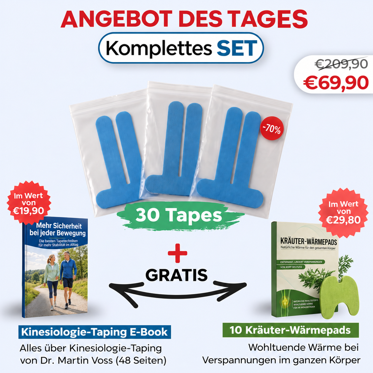 Kniegelenk-Korrekturtape - Bewegen Sie sich wieder mit Vertrauen, ohne ständig an Ihr Knie denken zu müssen