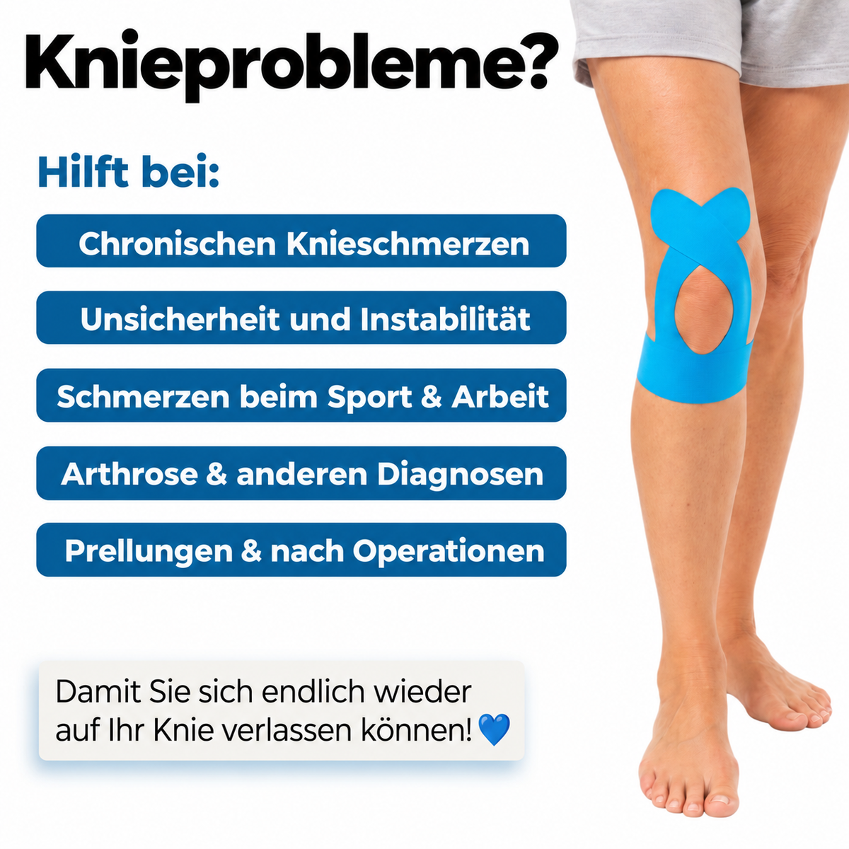 Kniegelenk-Korrekturtape - Bewegen Sie sich wieder mit Vertrauen, ohne ständig an Ihr Knie denken zu müssen