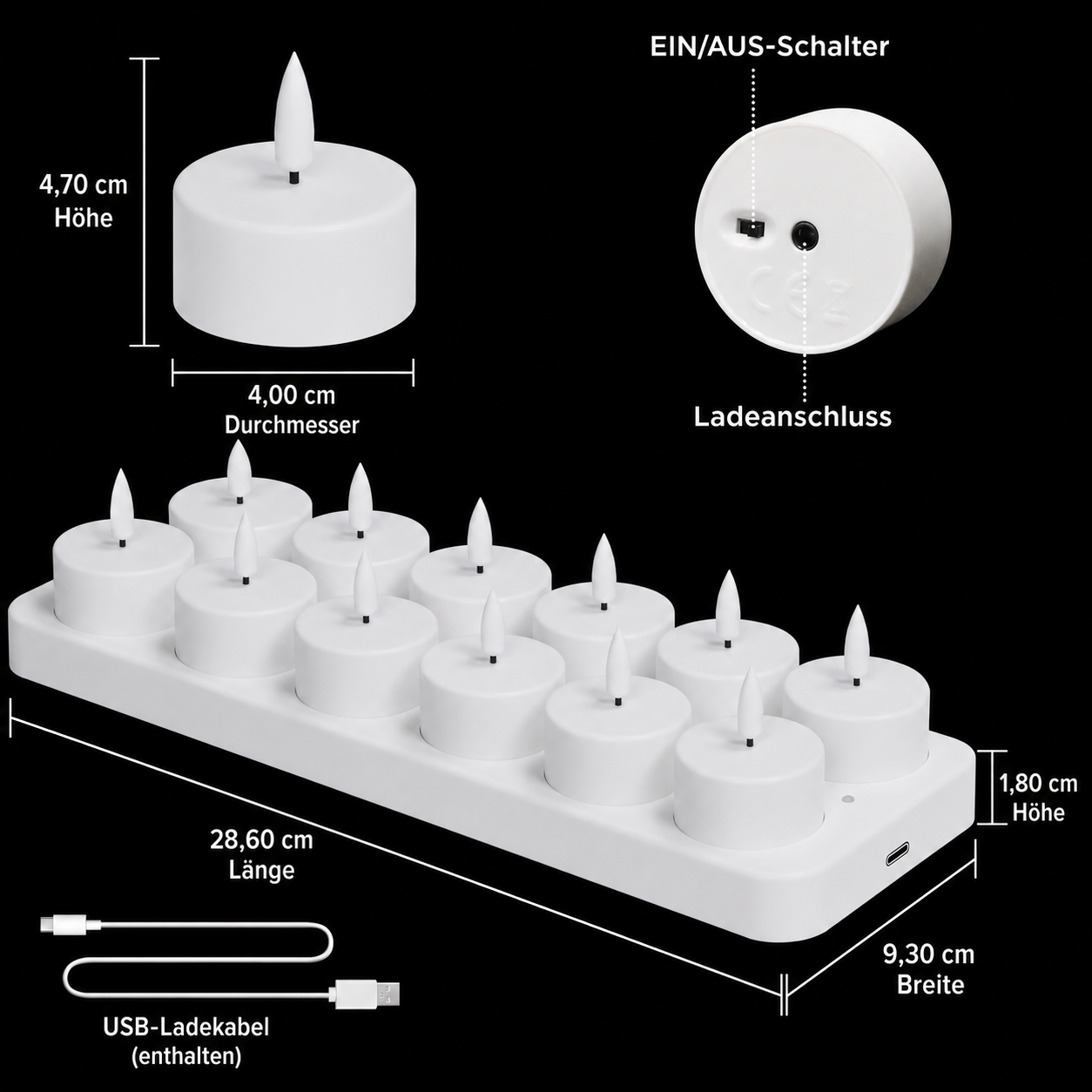 Wiederaufladbare LED-Kerzen