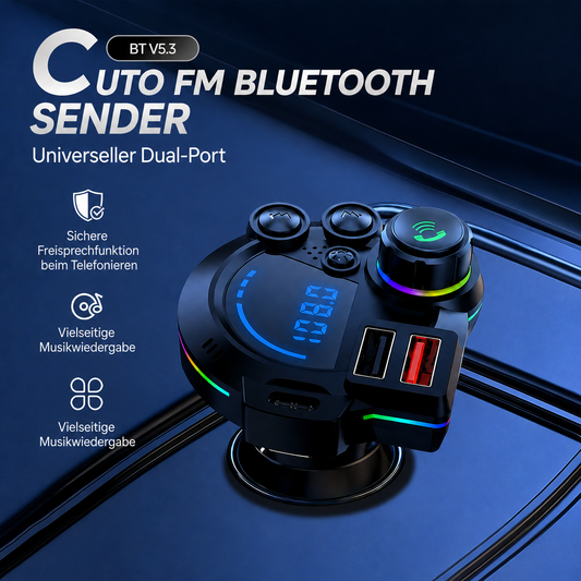 Universeller FM-Bluetooth-Sender - Kabelloses Musikstreaming und Freisprechen