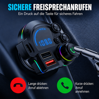 Universeller FM-Bluetooth-Sender - Kabelloses Musikstreaming und Freisprechen