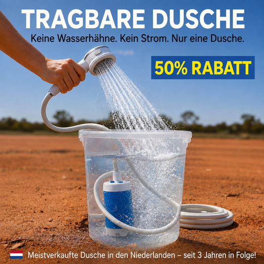Tragbare Wasserpumpe: Set mit Schlauch und Sprühkopf