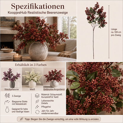 Realistische Beerenzweige (3er-Pack) – das gemütlichste Wohnaccessoire für den Herbst
