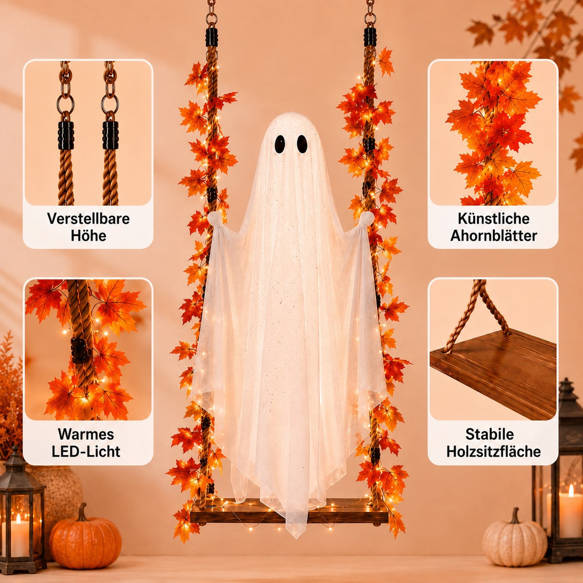 Die Geisterschaukel mit LED-Beleuchtung – die Halloween-Neuheit des Jahres!