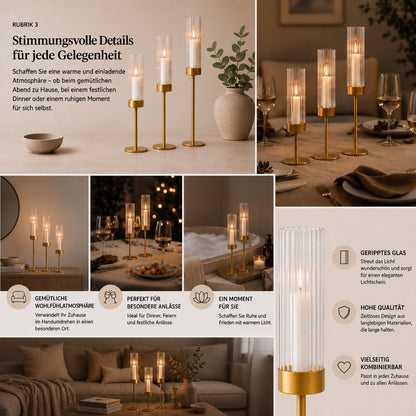 Elegante Kerzenhalter mit Glaszylinder in 3 Höhen