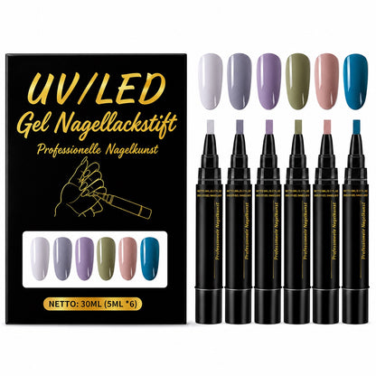 SalonPen – 3-in-1 Gelstift für Nägel mit UV-Lampe (6er-Set)