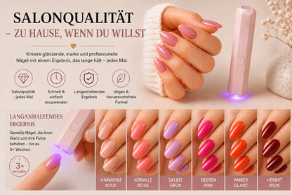 SalonPen – 3-in-1 Gelstift für Nägel mit UV-Lampe (6er-Set)